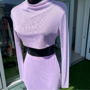 2 Pc Lilac / Lavender Crop Top and Mini Skirt